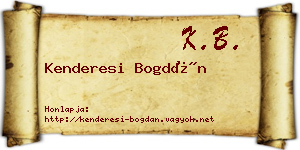 Kenderesi Bogdán névjegykártya